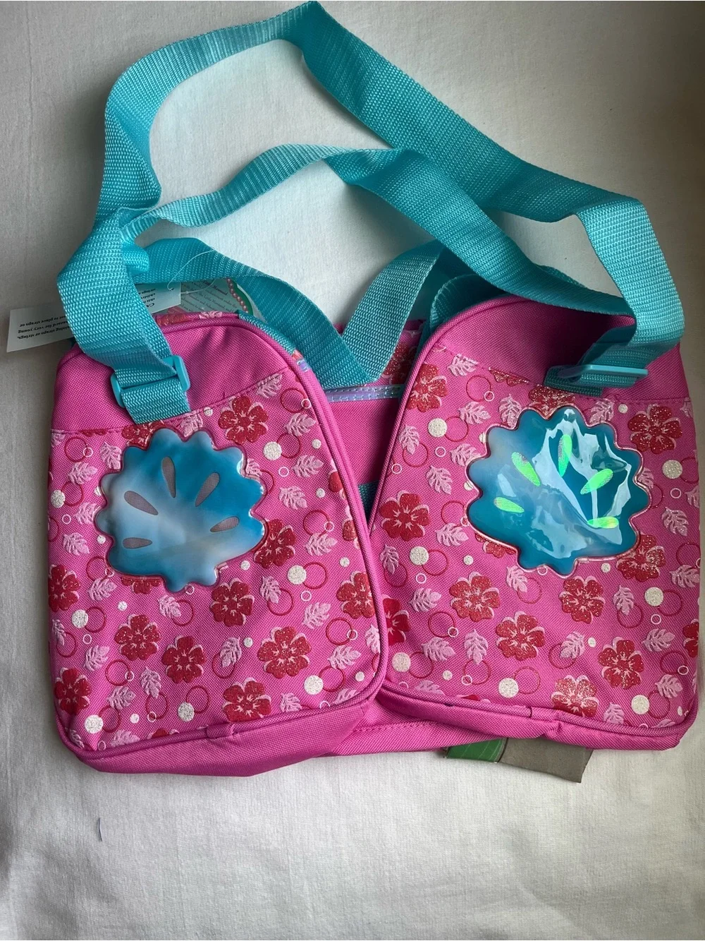 Vintage Disney Ariel Pink Duffle Bag with Teal Strap Y2K Deadstock
